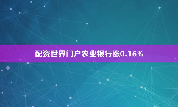 配资世界门户农业银行涨0.16%